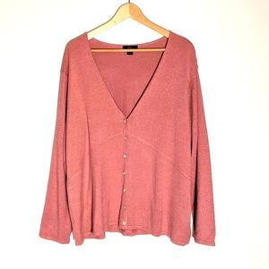 Emme Rose Pink V-Neck Rayon/Nylon Blend Button Closure Cardigan, Emme Sz 2